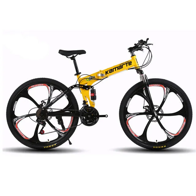 26inch folding mountain bike 21 speed double disc brakes bicycle 6 knife wheel and 3 knife wheel mountain bike